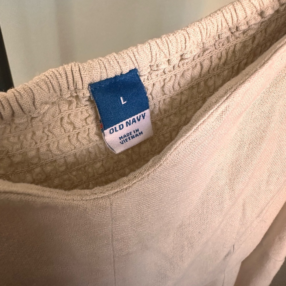 Old Navy Light Tan Sweetheart neckline midi Dress with smock detail. - Picture 3 of 4